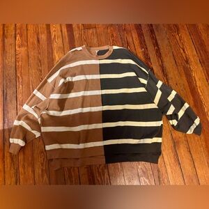 Free People uptown stripe pull over sweater
